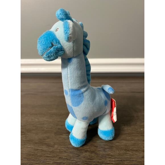 Gitzy Giraffe Blue with Polka Dots Stuffed Animal‎ Plush Rattle - Picture 2 of 5